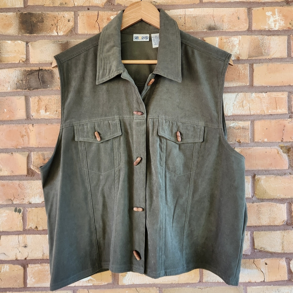 Sun River XL Moss Olive Green Faux Suede Vest